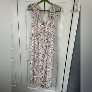 Flutter Sleeve Tie Back MIDI Dress